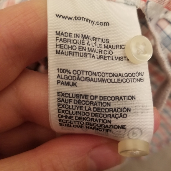 Tommy Hilfiger, Red and Blue Check Button Down 80's 2 Ply, Size Medium - Picture 3 of 4